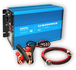EUROPOWER PRZETWORNICA NAPIĘCIA INWERTER EUROPOWER 12V DC / 230V AC 600W / 1200W CZYSTY SINUS