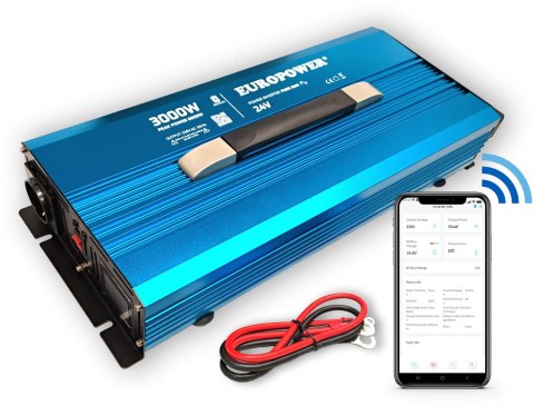 EUROPOWER PRZETWORNICA NAPIĘCIA INWERTER EUROPOWER 24V DC / 230V AC 3000W / 6000W CZYSTY SINUS BLUETOOTH