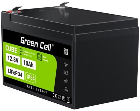 GREEN CELL AKUMULATOR LITOWO-ŻELAZOWO-FOSFORANOWY LiFePO4 Green Cell Cube 12.8V 10Ah LFPGC12V10AH