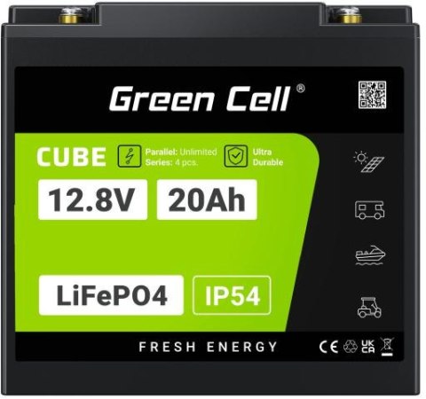 GREEN CELL AKUMULATOR LITOWO-ŻELAZOWO-FOSFORANOWY LiFePO4 Green Cell Cube 12.8V 20Ah LFPGC12V20AH