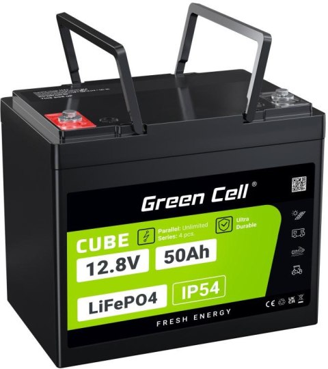 GREEN CELL AKUMULATOR LITOWO-ŻELAZOWO-FOSFORANOWY LiFePO4 Green Cell Cube 12.8V 50Ah LFPGC12V50AH