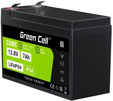 GREEN CELL AKUMULATOR LITOWO-ŻELAZOWO-FOSFORANOWY LiFePO4 Green Cell Cube 12.8V 7Ah LFPGC12V7AH