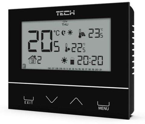 TECH STEROWNIKI Przewodowy dwustanowy regulator pokojowy czarny ST-292v3 Tech sterowniki