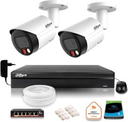 DAHUA Zestaw monitoringu IP Dahua 8mpx 4K 2 kamery IPC-HFW2849S-S-IL z dyskiem 1TB