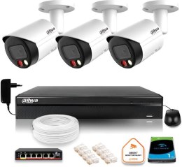 DAHUA Zestaw monitoringu IP Dahua 8mpx 4K 3 kamery IPC-HFW2849S-S-IL z dyskiem 1TB