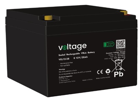 VOLTAGE Akumulator AGM Voltage Long Life 12V 28Ah VEL12-28 (Żywotność 15 lat)