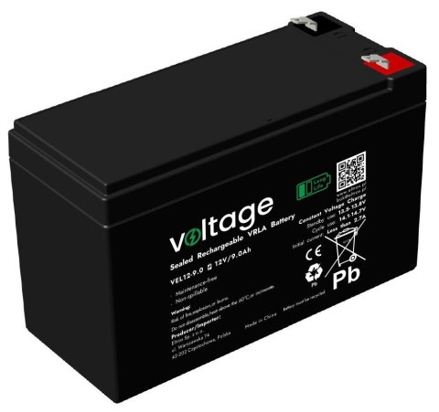 VOLTAGE Akumulator AGM Voltage Long Life 12V 9Ah VEL12-9.0 (Żywotność 15 lat)