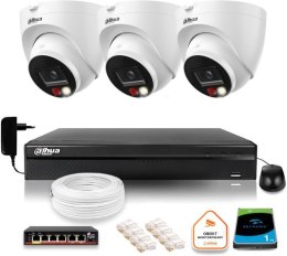 DAHUA ZESTAW 3 Kamery IP Dahua 8mpx IPC-HDW1839T-A-IL-0280B-S6 + DYSK
