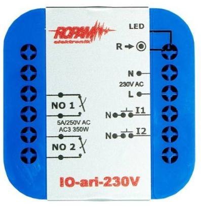 ROPAM ROPAM IO-ari-230V bezprzewodowy, douszkowy, dwukanałowy sterownik 230VAC, 2xNO, 2xIN (N).