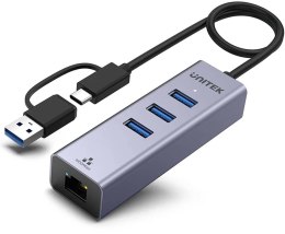UNITEK Unitek Hub USB C 4w1 Ethernet 3 x USB A 5 Gbps z adapterem USB A