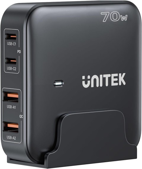 UNITEK Unitek Ładowarka biurkowa GaN 70W 2xUSB-A 2xUSB-C