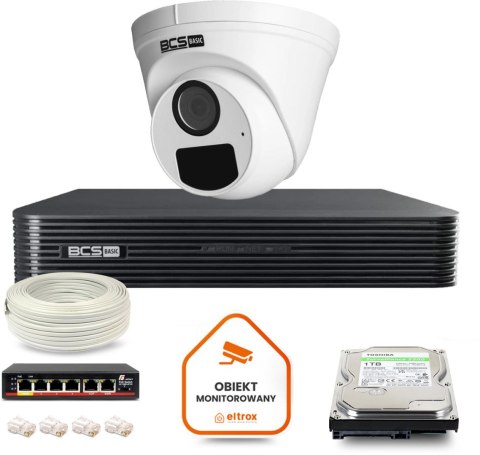 BCS Zestaw monitoringu IP BCS Basic 1x Kamera BCS-B-EIP15FR3(2.0) Rejestrator z dyskiem