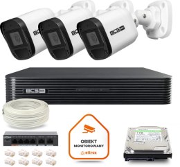 BCS Zestaw monitoringu IP BCS Basic 3x Kamera BCS-B-TIP15FR3(2.0) Rejestrator z dyskiem