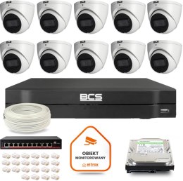 BCS Zestaw monitoringu IP BCS Line 10x Kamera BCS-L-EIP14FSR3-AI1 Rejestrator z dyskiem