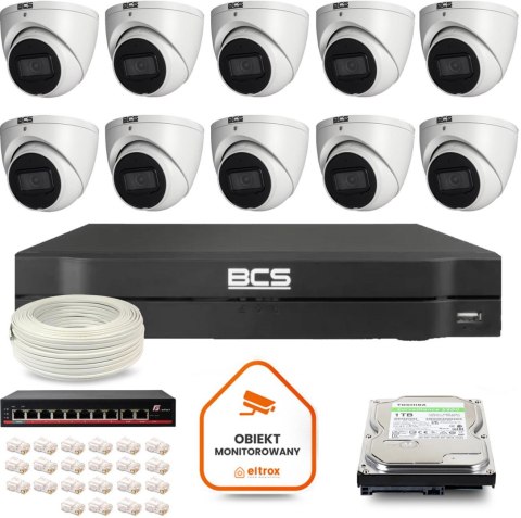 BCS Zestaw monitoringu IP BCS Line 10x Kamera BCS-L-EIP14FSR3-AI1 Rejestrator z dyskiem