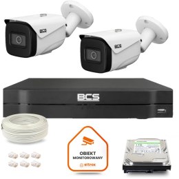 BCS Zestaw monitoringu IP BCS Line 2x Kamera BCS-L-TIP25FSR5-Ai1 Rejestrator z dyskiem