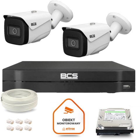 BCS Zestaw monitoringu IP BCS Line 2x Kamera BCS-L-TIP25FSR5-Ai1 Rejestrator z dyskiem