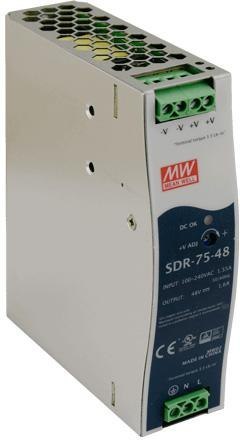 MEAN WELL ZASILACZ IMPULSOWY NA SZYNĘ DIN MEAN WELL SDR-75-48 48V/75W/1.6A