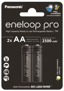 PANASONIC Akumulatorki R6 / AA Panasonic Eneloop PRO 2500mAh Ni-MH BK-3HCDE/2BE (blister 2 szt.)