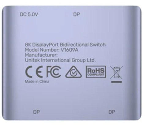 UNITEK Unitek Dwukierunkowy przełącznik DP 1.4 8K 2-na-1
