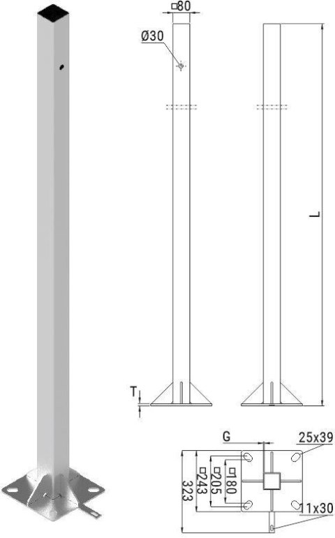 ATS Słup ATS SKAMP1/3 pod montaż kamer CCTV