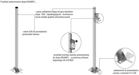 ATS Słup ATS SKAMP2/4 pod montaż kamer CCTV