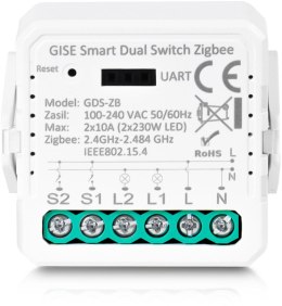 GISE GISE Smart Podwójny moduł przekaźnikowy Zigbee | Tuya | GDS-ZB