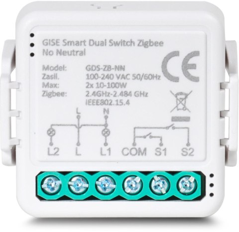 GISE GISE Smart Podwójny moduł przekaźnikowy (bez N) Zigbee | Tuya | GDS-ZB-NN