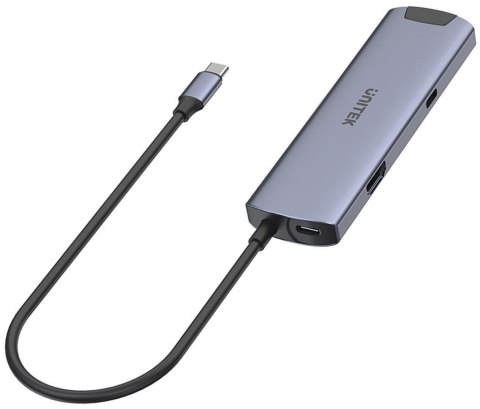 UNITEK H1112F Unitek Aktywny Hub USB-C 5Gbps, HDMI RJ-45 PD 100W
