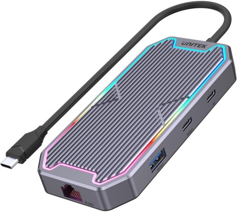 UNITEK Unitek Hub USB-C HDMI RJ45 3,5mm audio 100W 10Gbps D1029A