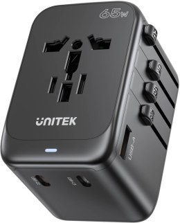 UNITEK Unitek P1122ABK01 Ładowarka podróżna EU/US/UK/AUS PD 65 W