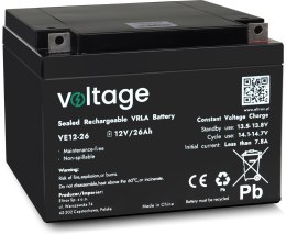VOLTAGE Akumulator AGM Voltage 12V 26Ah VE12-26 (Żywotność 6-9 lat)