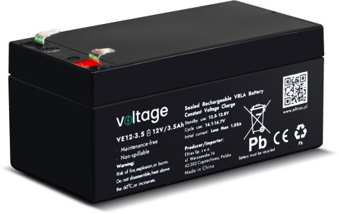 VOLTAGE Akumulator AGM Voltage 12V 3,5Ah VE12-3.5 (Żywotność 6-9 lat)