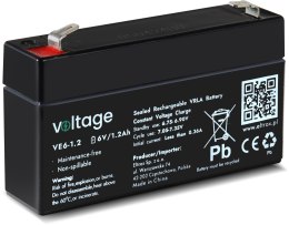 VOLTAGE Akumulator AGM Voltage 6V 1,2Ah VE6-1.2 (Żywotność 6-9 lat)