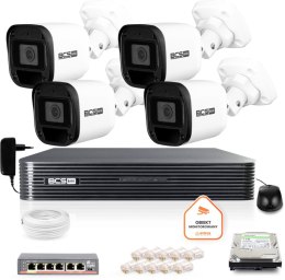 BCS Zestaw monitoringu IP BCS Basic 4x Kamera BCS-B-TIP12FR3(2.0) Rejestrator z dyskiem
