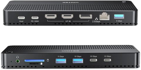 UNITEK Stacja dokująca Unitek D1104A01 13w1 MST HDMI DP 8K PD 100W