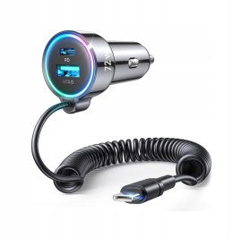 JOYROOM Ładowarka samochodowa 3w1 Joyroom JR-CL07 72W 4.0A PD 3.0 QC 3.0 1x USB-A 1x USB-C z kablem 1.6M