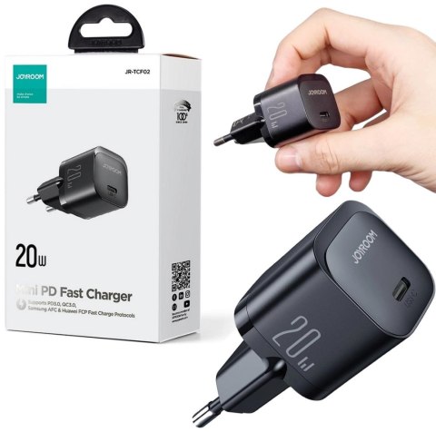 JOYROOM Mini ładowarka sieciowa Joyroom JR-TCF02 20W PD 3.0 QC 3.0 1x USB-C czarna