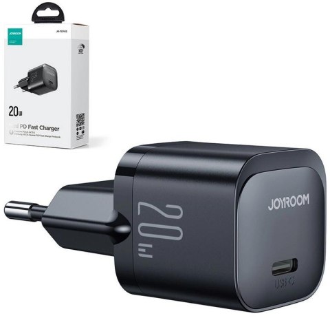 JOYROOM Mini ładowarka sieciowa Joyroom JR-TCF02 20W PD 3.0 QC 3.0 1x USB-C czarna