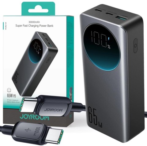 JOYROOM Powerbank Joyroom Digital Display JR-PBF05 30000mAh 65W PD 3.0 QC 3.0 1x USB-A 2x USB-C z kablem