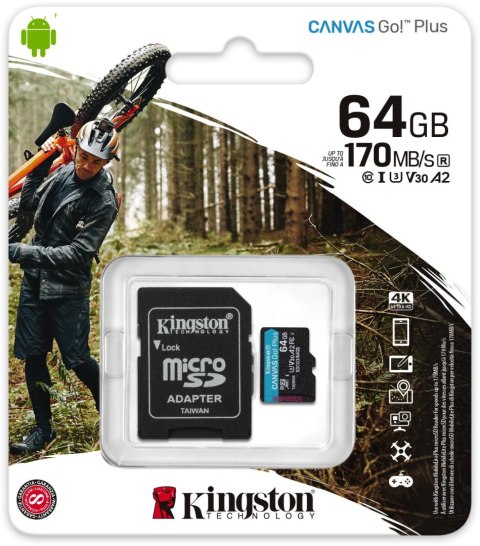 KINGSTON Karta pamięci microSD Kingston Canvas Go Plus microSDXC C10 UHS-I 64GB