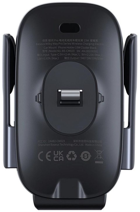 BASEUS UCHWYT SAMOCHODOWY ŁADOWARKA INDUKCYJNA Baseus Milky Way Pro BS-CM023 Qi 15W NA KRATKĘ CZARNY
