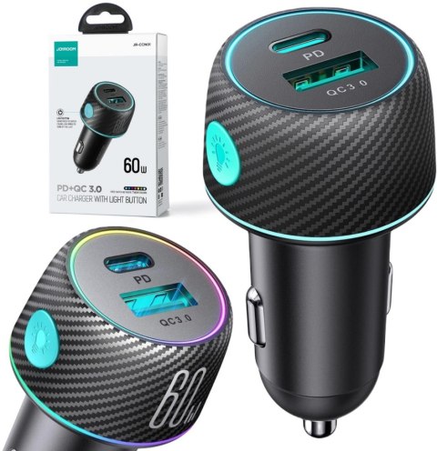 JOYROOM Ładowarka samochodowa Joyroom JR-CCN01 60W 3.0A PD 3.0 QC 3.0 1x USB-A 1x USB-C