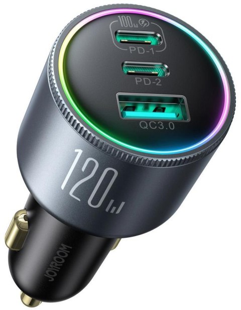 JOYROOM Ładowarka samochodowa Joyroom JR-CCN07 120W 5.0A PD 3.0 QC 3.0 1x USB-A 2x USB-C + kabel