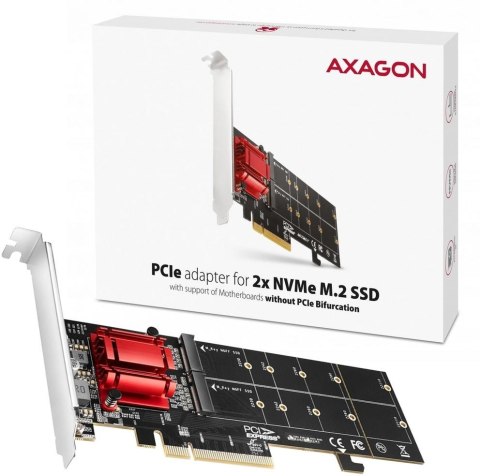 AXAGON Adapter Axagon PCEM2-ND PCIe 2x NVME M.2