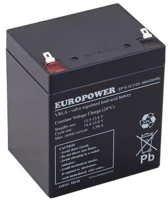 EUROPOWER Akumulator AGM EUROPOWER serii EP 12V 5Ah T1 (Żywotność 6-9 lat)
