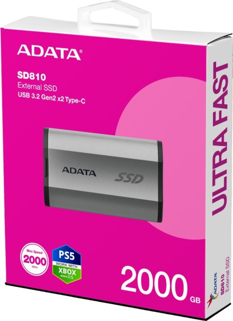ADATA Dysk SSD Adata SD810 External 2TB USB3.2 srebrny