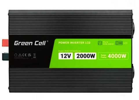 GREEN CELL PRZETWORNICA NAPIĘCIA Green Cell PowerInverter LCD 12V / 230V 2000W/4000W CZYSTA SINUSOIDA