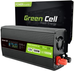 GREEN CELL PRZETWORNICA NAPIĘCIA Green Cell PowerInverter LCD 12V / 230V 500W/1000W CZYSTA SINUSOIDA