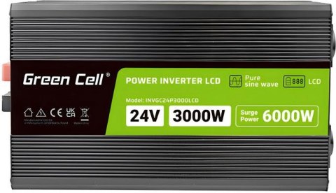 GREEN CELL PRZETWORNICA NAPIĘCIA Green Cell PowerInverter LCD 24V / 230V 3000/6000W CZYSTA SINUSOIDA